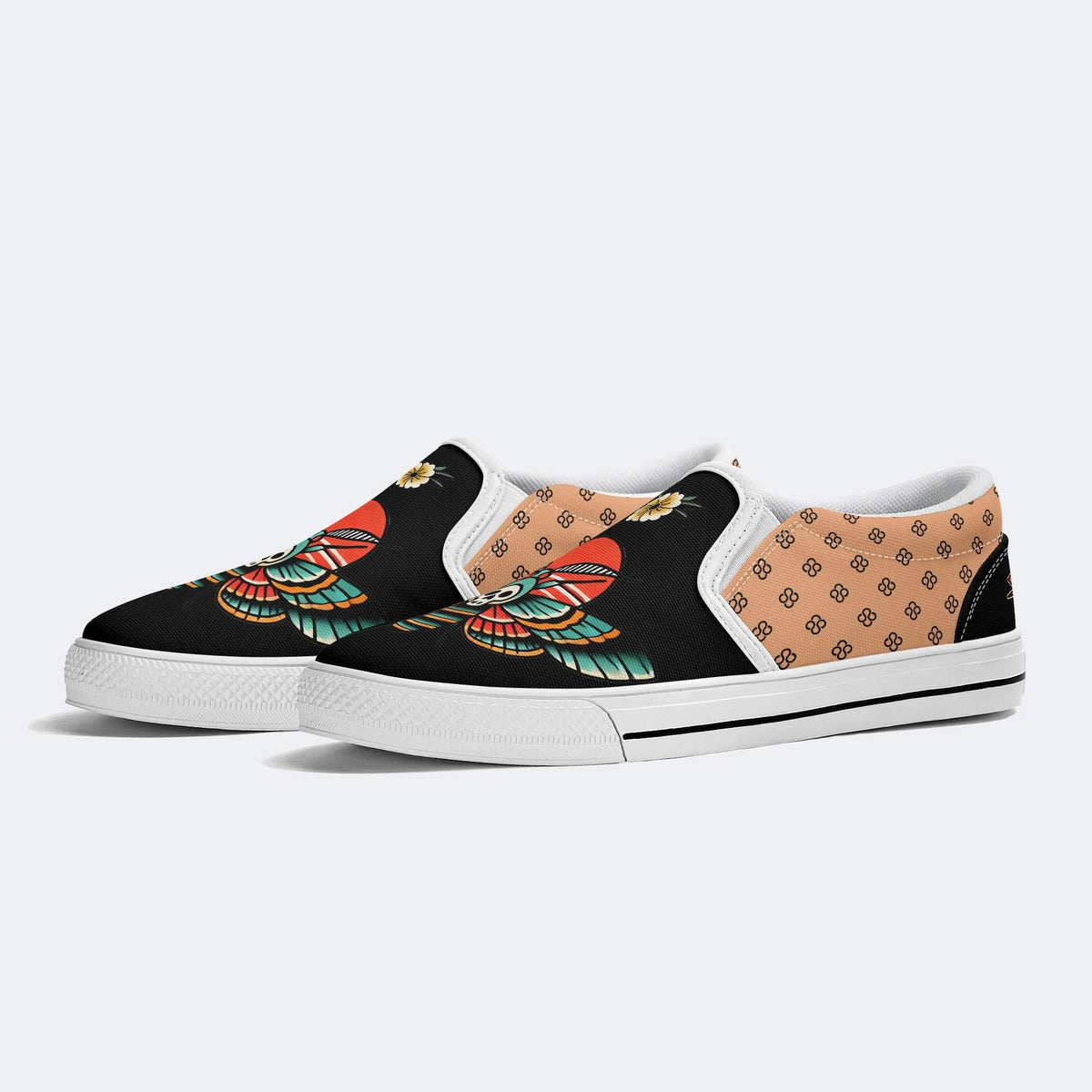 Vintage Rose Death Moth - Slip On Shoes