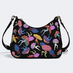 Colorful Mushroom Man Print - Leather Crossbody Bag