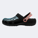 Blue Gradient Skeleton Toes Skull - Fur Lined Slippers/Sandals