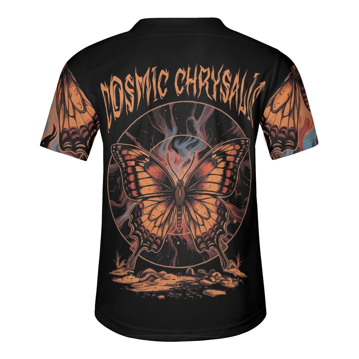 Retro Fire Butterfly - Men's Short Sleeve Baseball Jersey