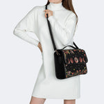 Night Sky Floral Vintage Print - Leather Satchel Bag