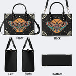 Old School Death Moth Vintage Print - Leather Handbag