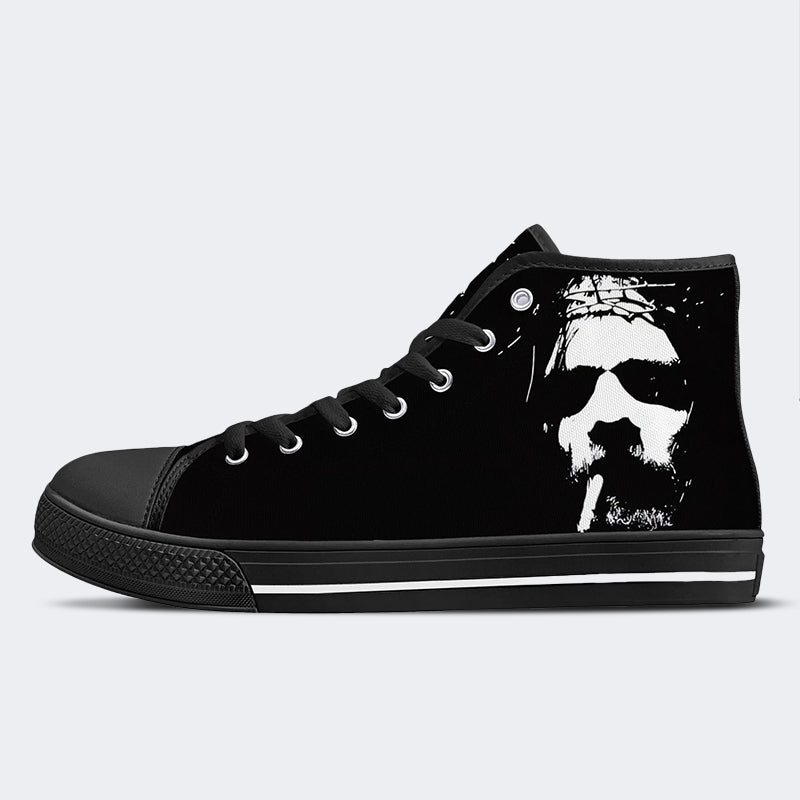 Unisex Vintage Jesus Printe - High Top Canvas