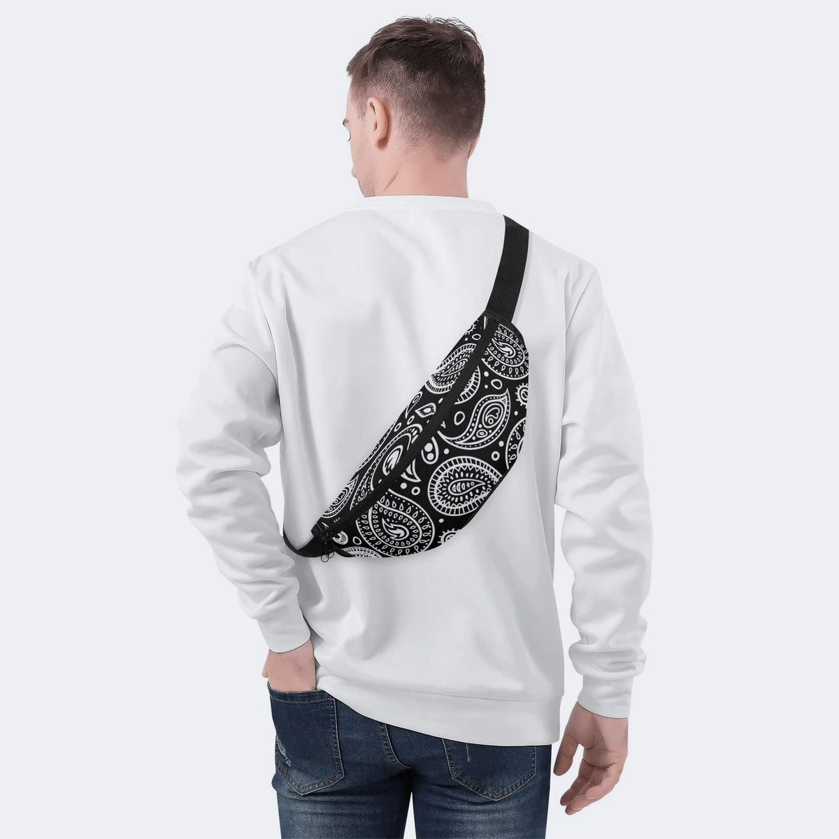 Black White Paisley Pattern - Fanny Package