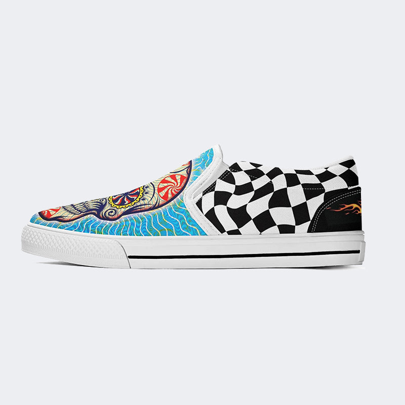 Unisex Skull Graffiti Art Print - Slip On Shoes