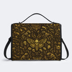 Death Moth And Animal Skeleton - Leather Satchel Bag