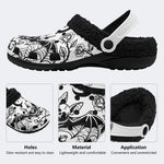 Gothic Bat Skull Rose - Fur Lined Slippers/Sandals