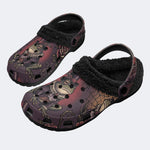 Gothic Gentleman Frog Vintage Rose Bat - Fur Lined Slippers/Sandals