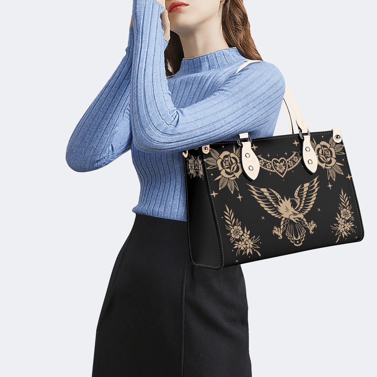 Golden Eagle Print - Leather Handbag