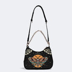 Old School Death Moth Vintage Print - Leather Crossbody Bag