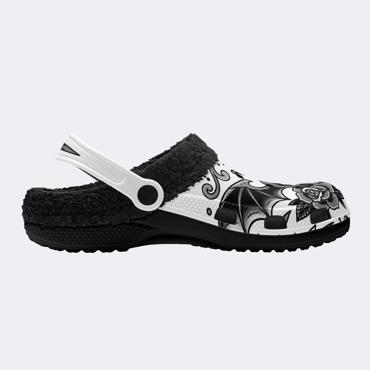 Gothic Crown Skull - Fur Lined Slippers/Sandals
