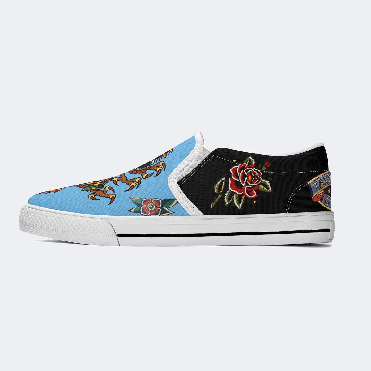 Vintage Torch And Dragon Print - Slip On Shoes