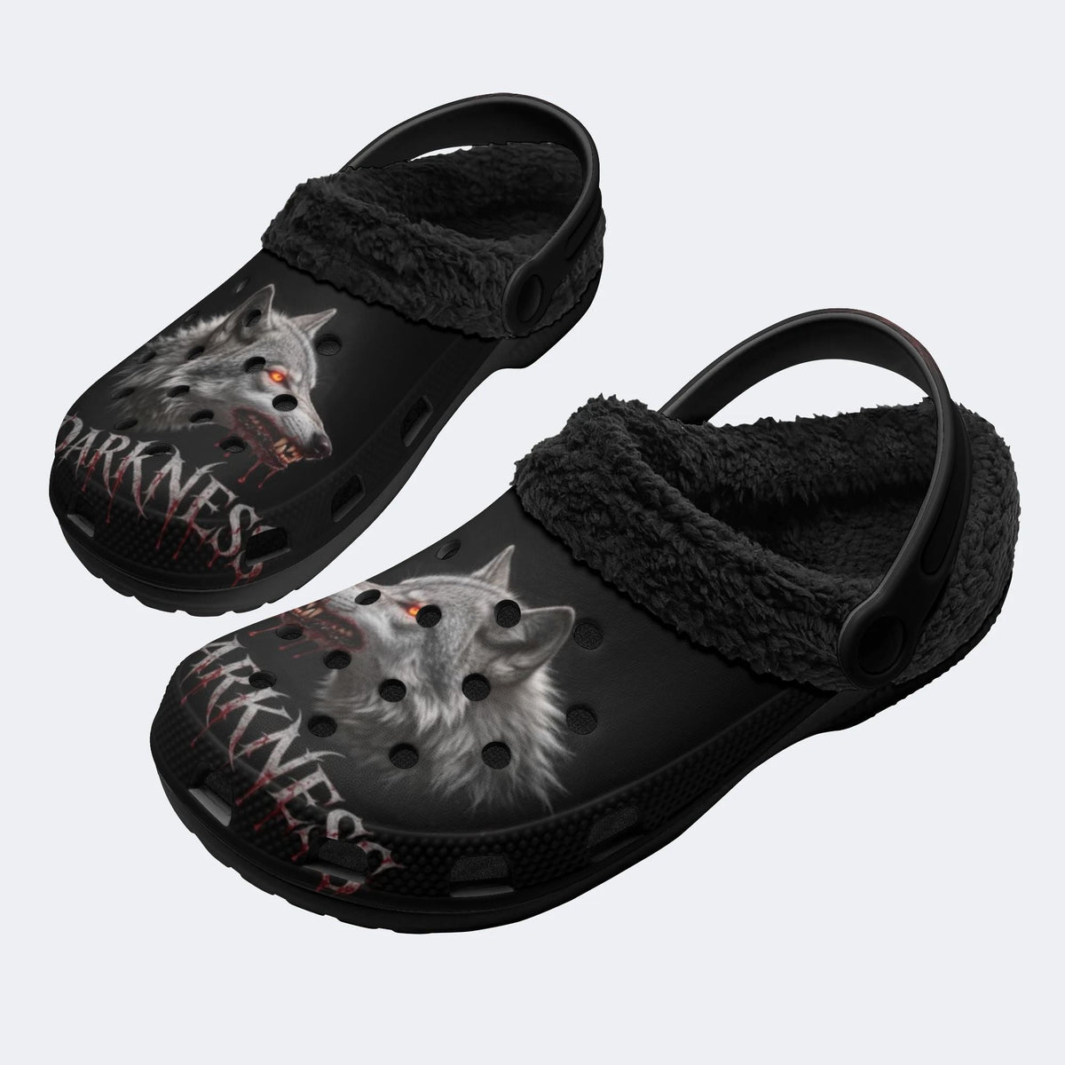 Gothic Blood Wolf - Fur Lined Slippers/Sandals