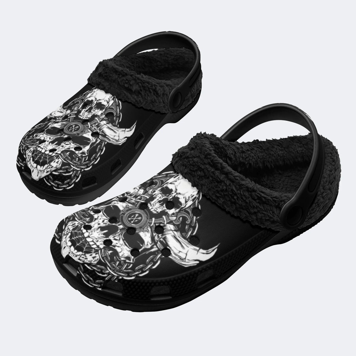 Chain Bull Skull - Fur Lined Slippers/Sandals