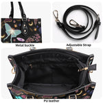 Fluorescent Moth And Botanical Print - Leather Handbag