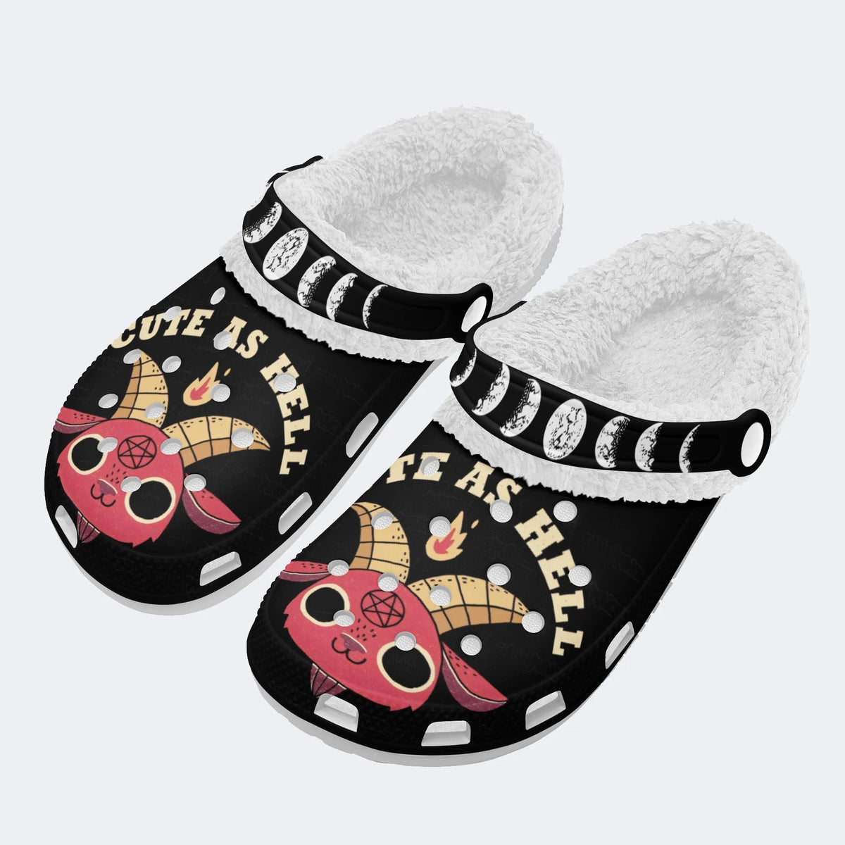 Cute as Hell Print - Fur Lined Slippers/Sandals