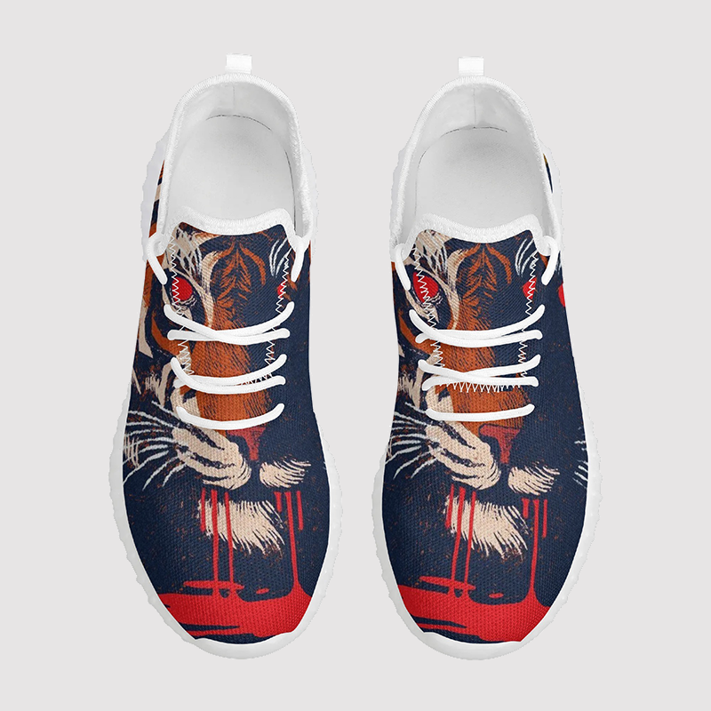 Sneakers aus Mesh-Strick mit Tiger-Print 