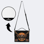 Retro Eclipse Death Moth Print - Leather Satchel Bag