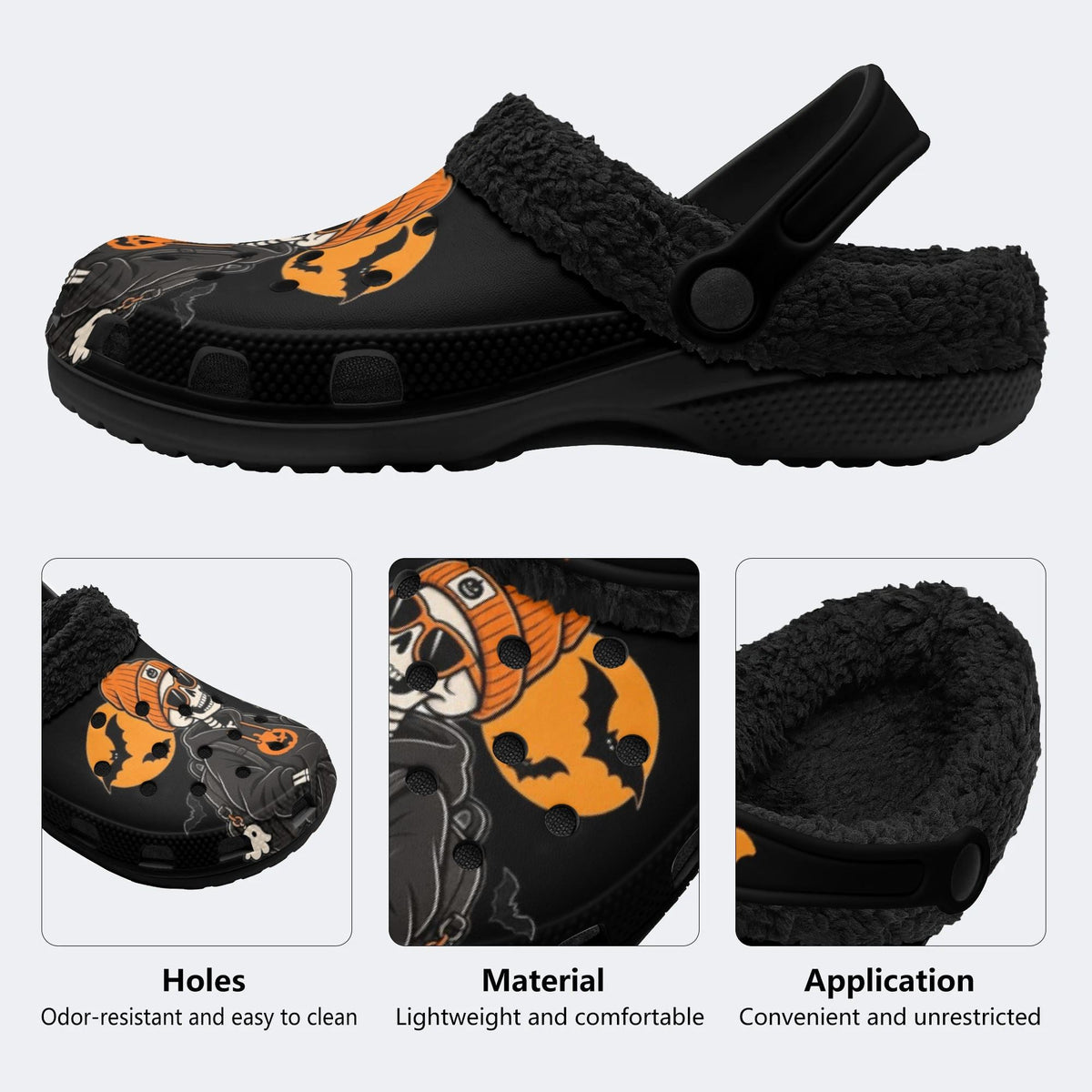 Coffee Halloween Skull - Fur Lined Slippers/Sandals