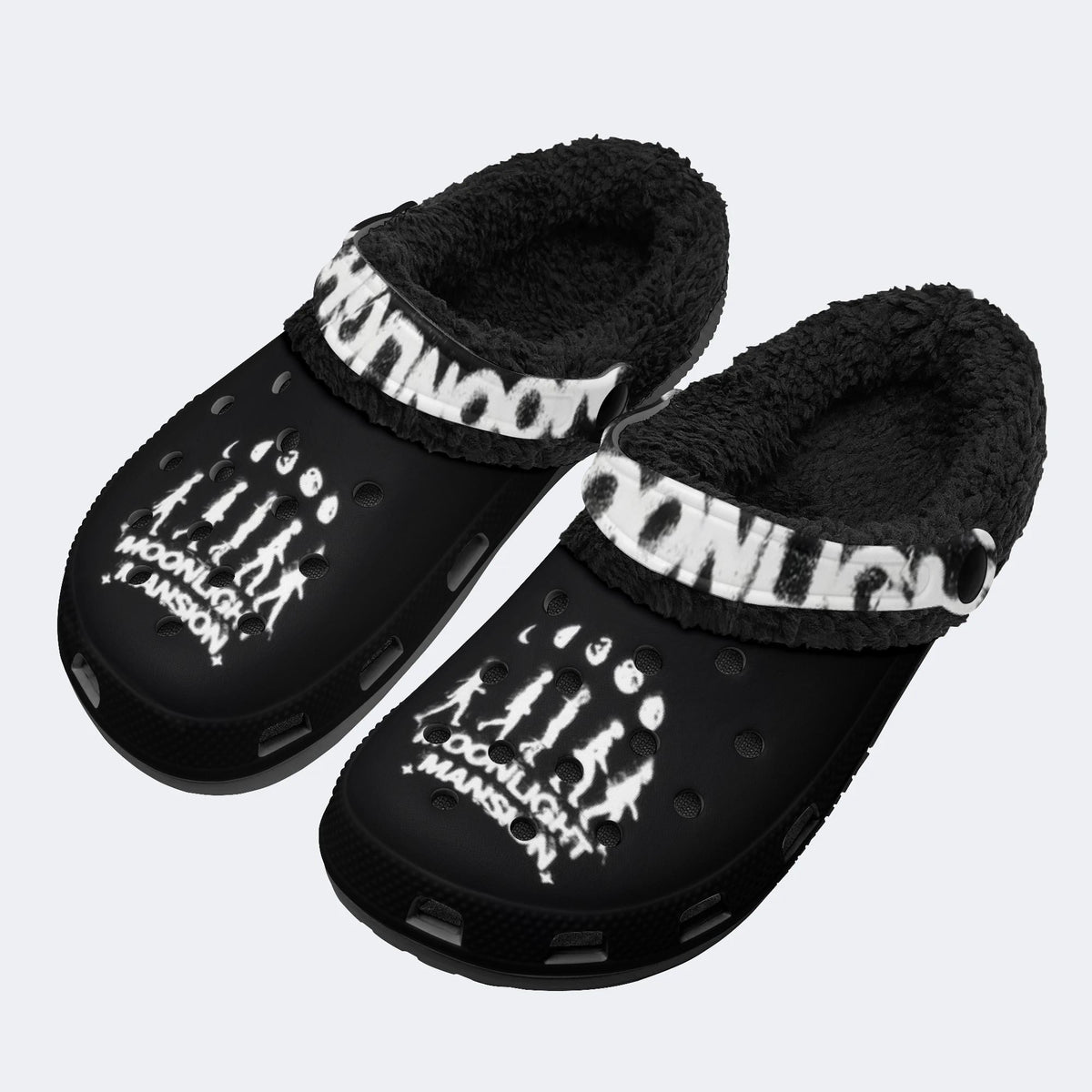 Gothic Ghost Silhouette - Fur Lined Slippers/Sandals