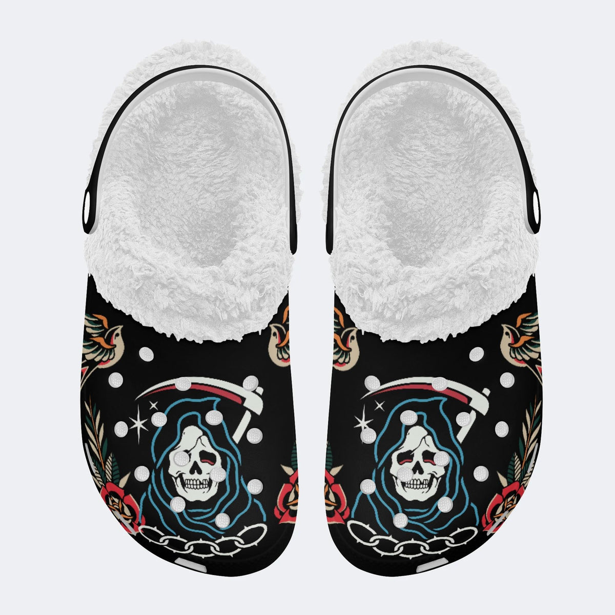 Horror Ghostface Art Print- Fur Lined Slippers/Sandals