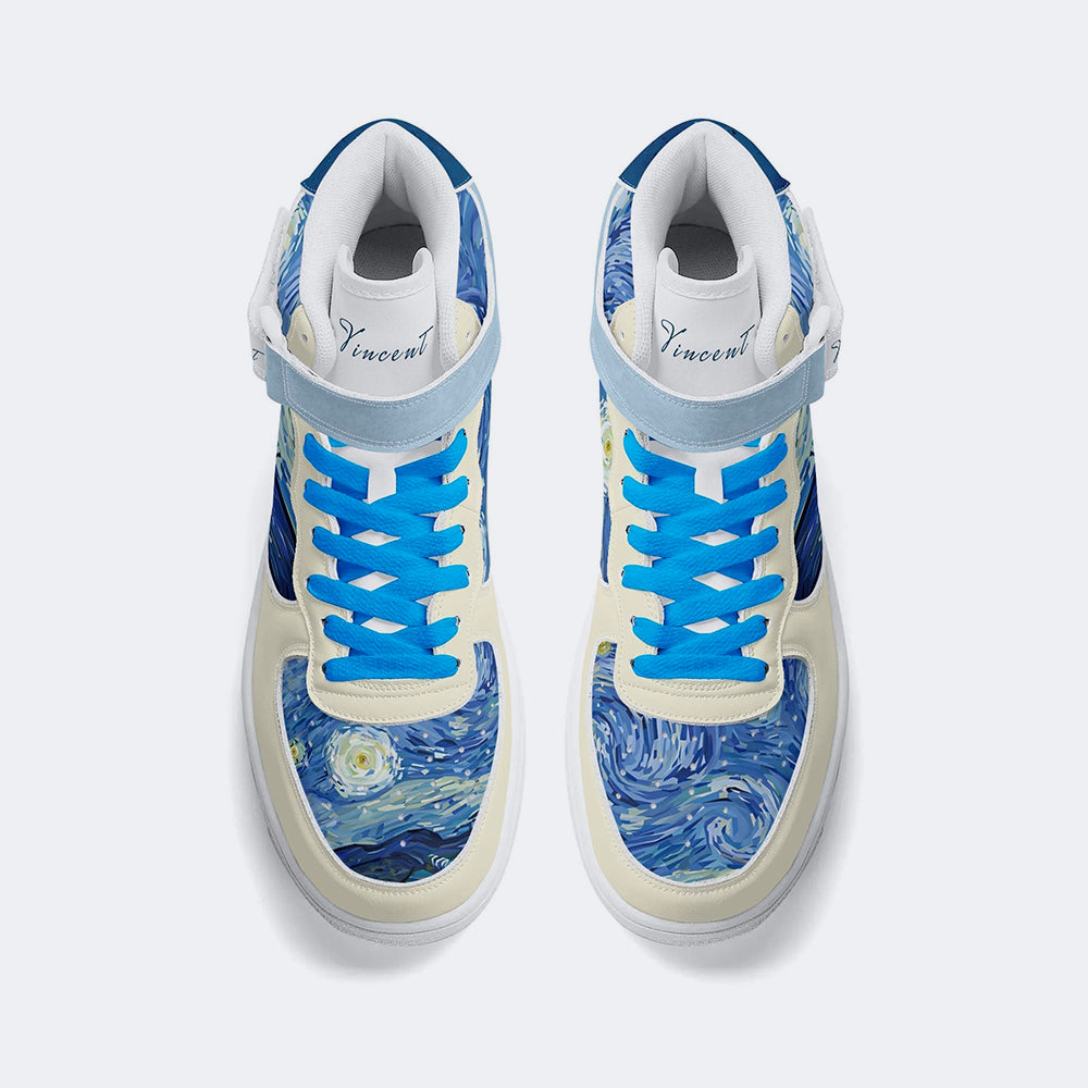 Van Gogh Starry Night inspired - High Top Leather Sneakers