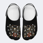Skull And Moth Print - Slippers/Sandals