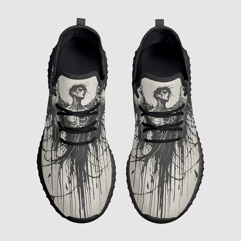 Figure Graphic Print Mesh Knit Sneakers