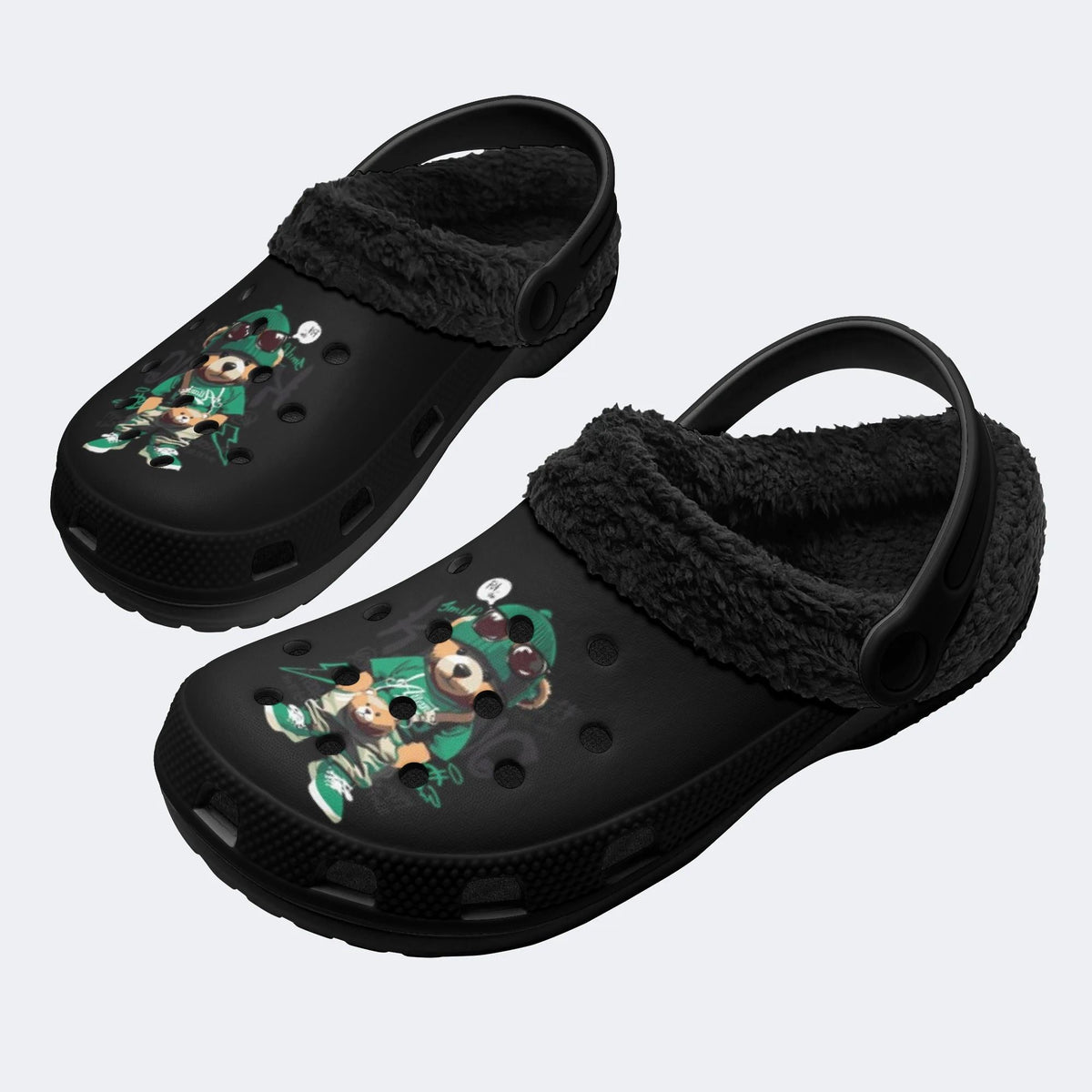 Hip‑hop Street Bear - Fur Lined Slippers/Sandals