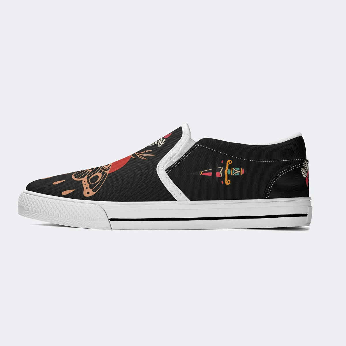 Vintage Death Moth Print - Slip On Shoes