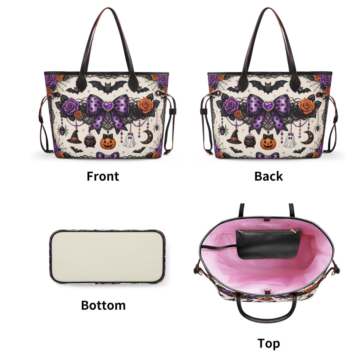 Halloween Bat Rose - Large capacity handbag