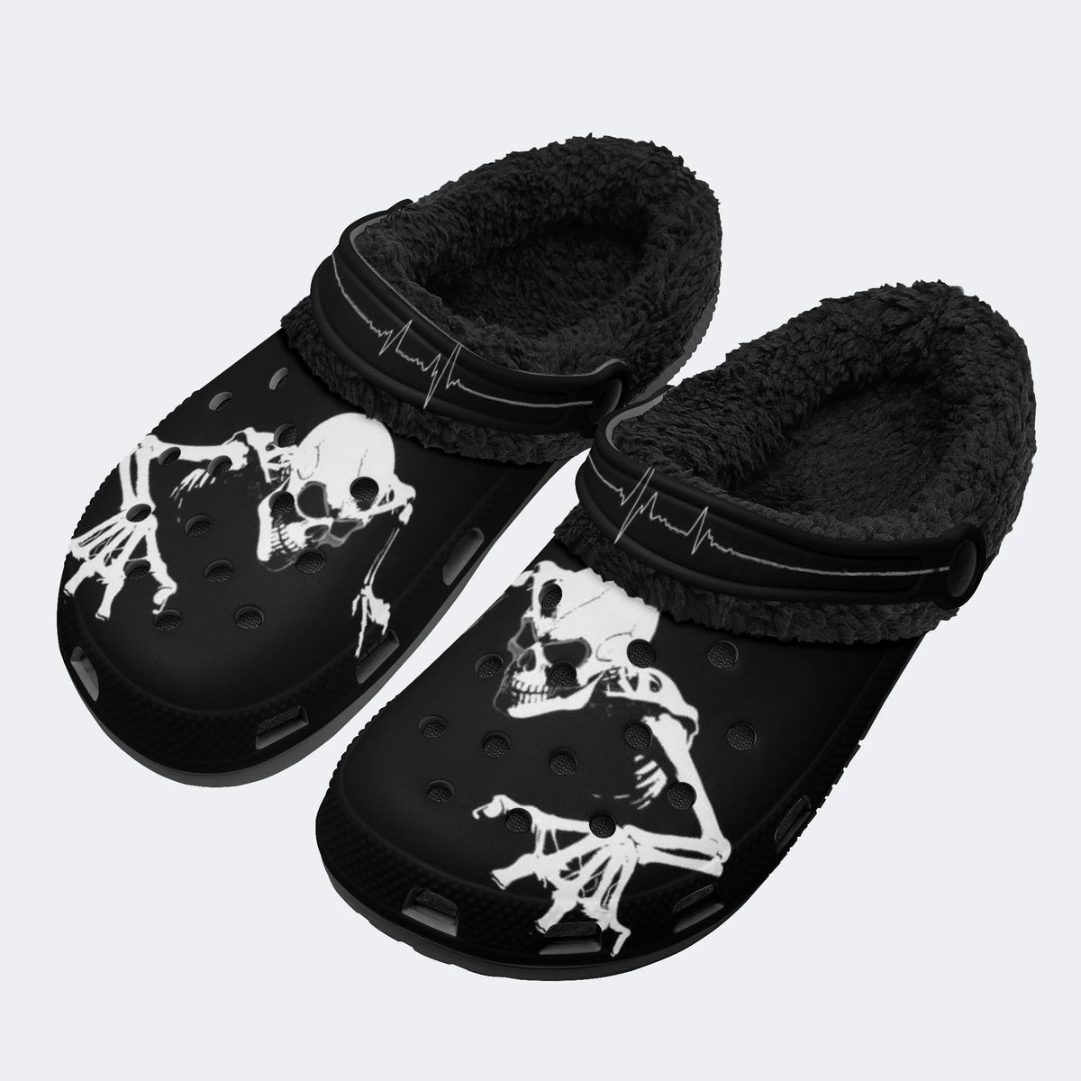 Creepy Skeleton Pulse - Fur Lined Slippers/Sandals