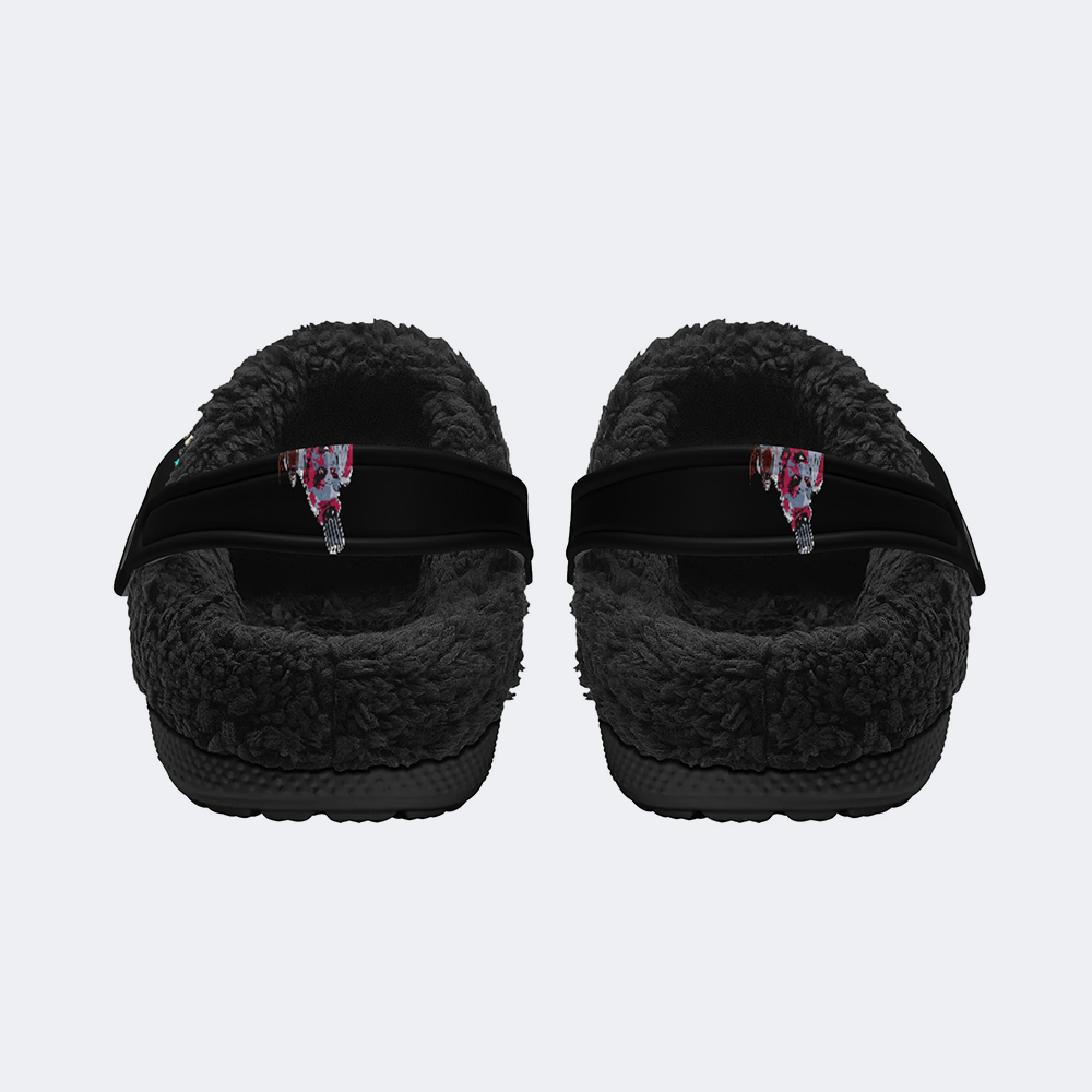 Horror Print - Fur Lined Slippers/Sandals