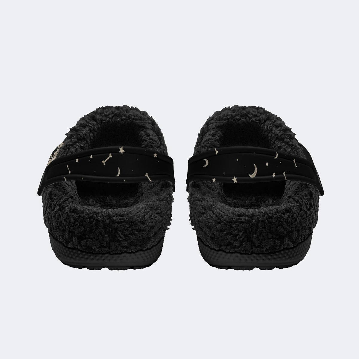 Gothic Cat Skeleton - Fur Lined Slippers/Sandals