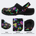 Magic Mushrooms Print- Fur Lined Slippers/Sandals