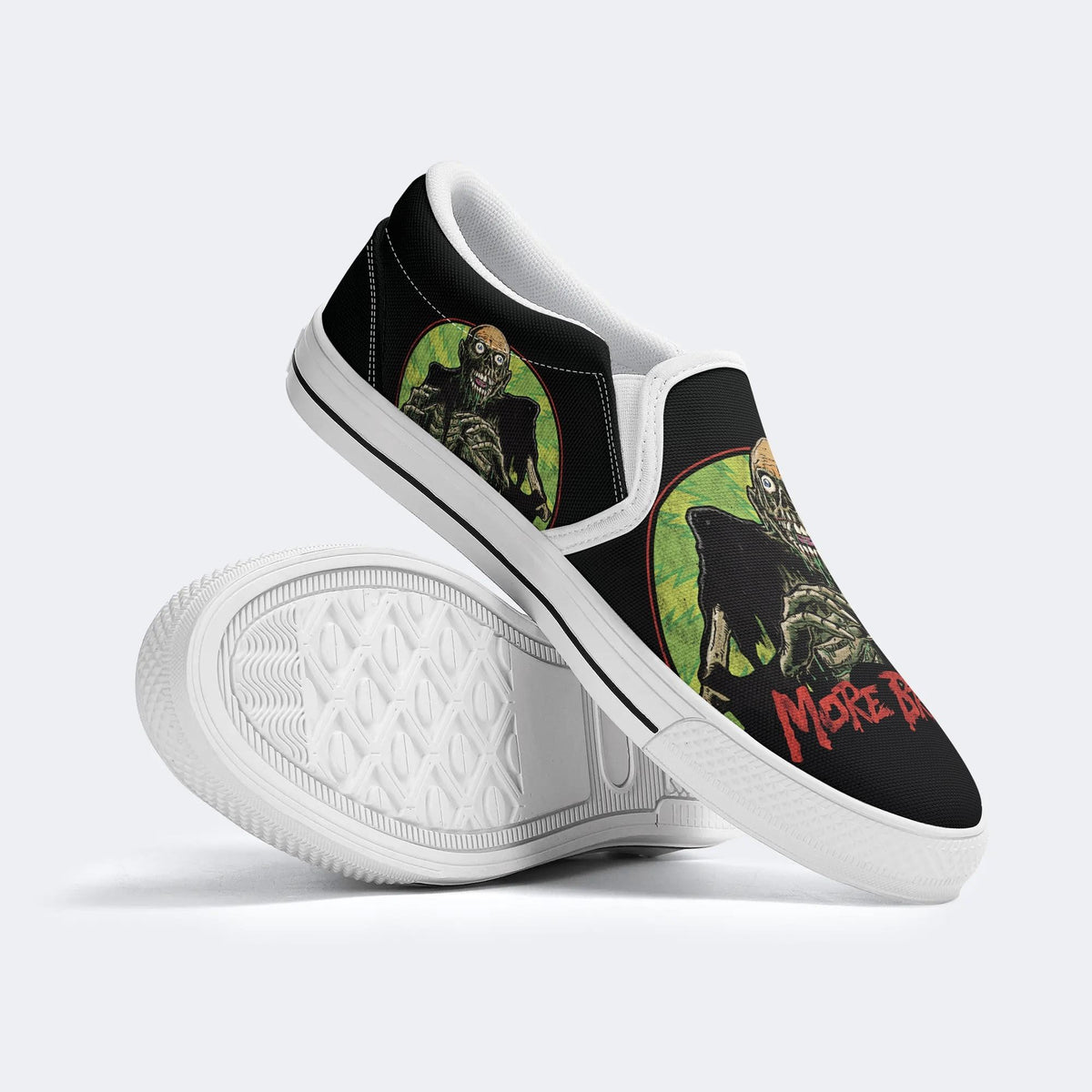 Unisex More Brains Print - Slip On Shoes