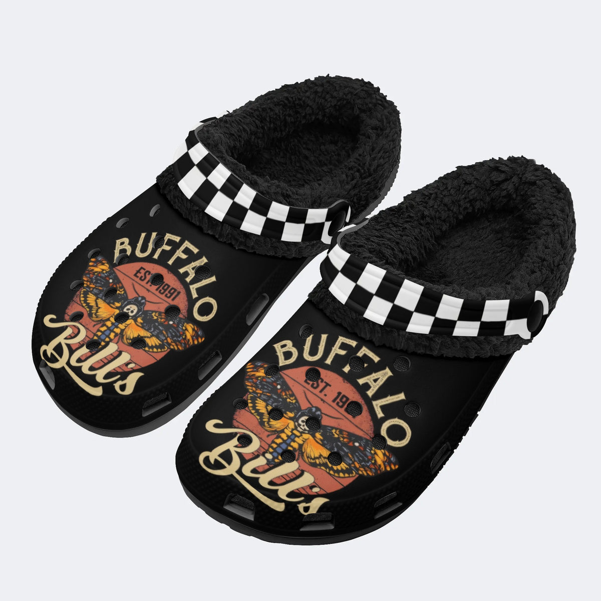 Unisex Death Moth Print - Fur Lined Slippers