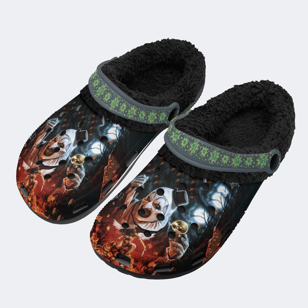 Halloween Terrifier Print - Fur Lined Slippers/Sandals