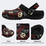Gothic Raven Skull‑Fur Lined Slippers Sandals