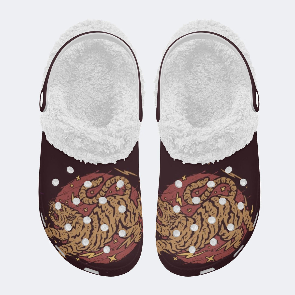 Running Tiger - Fur Lined Slippers/Sandals