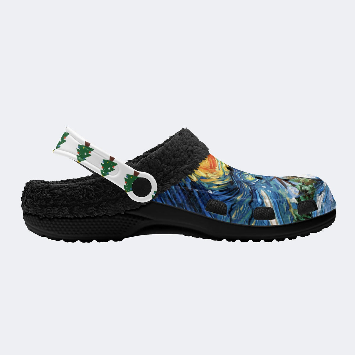 Snowman Starry Night Print - Fur Lined Slippers