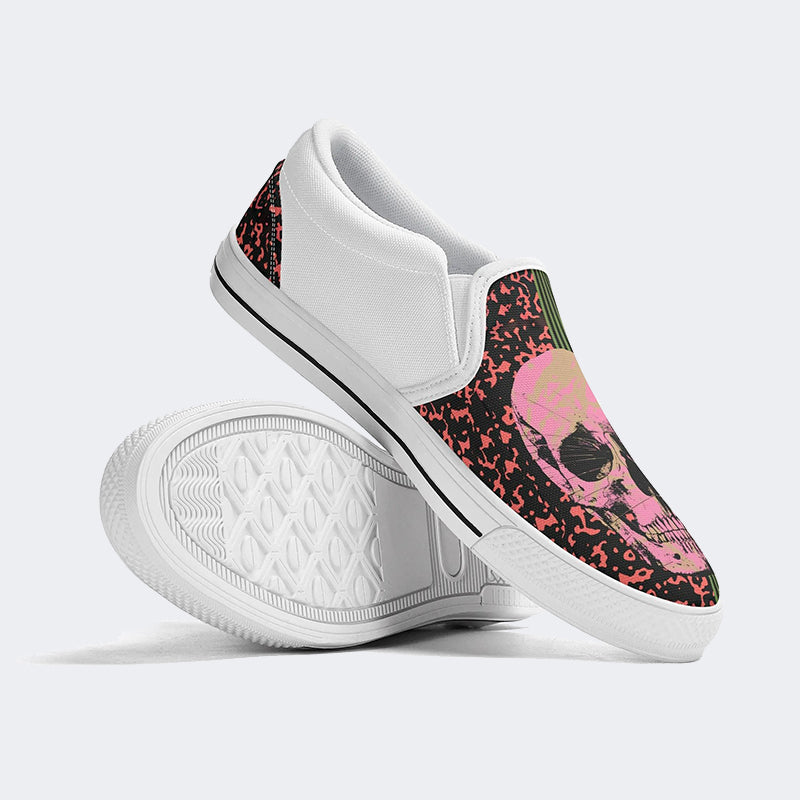 Unisex Skull Print - Slip On Shoes