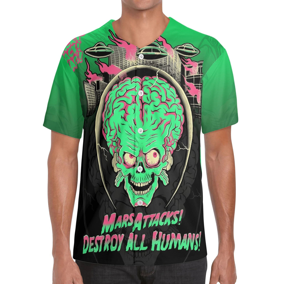 Mars Attacks Alien - Men's Short Sleeve Baseball Jersey