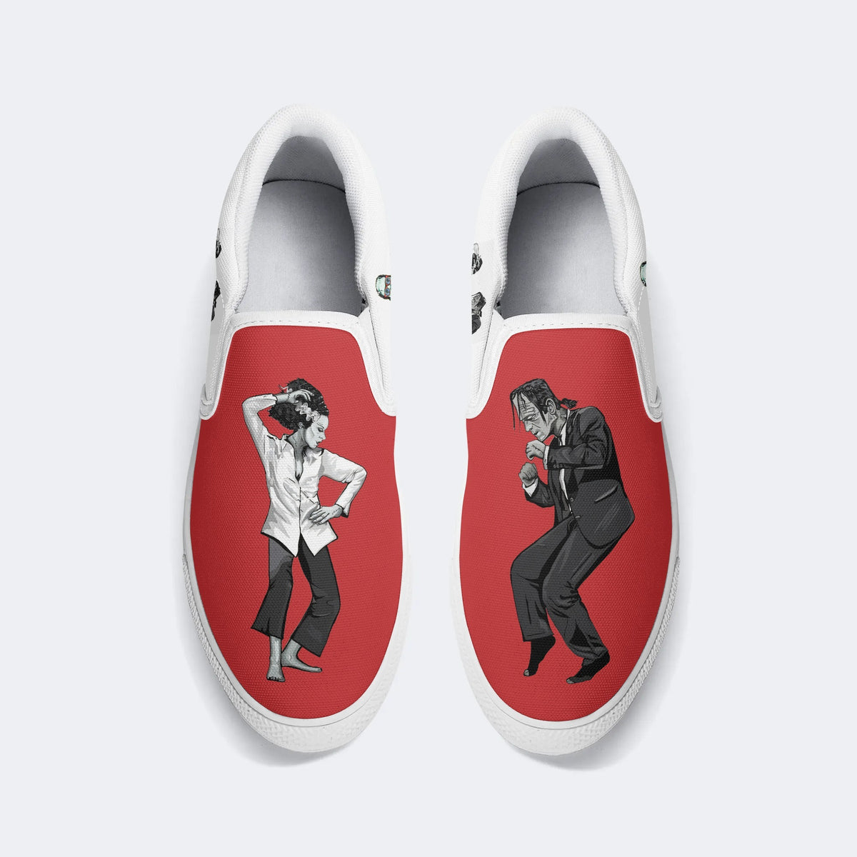 Pulp Frankenstein Halloween Print - Slip On Shoes