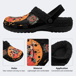 Traditional Death Moth Print - Removable Fur Lined Slippers/Sandals