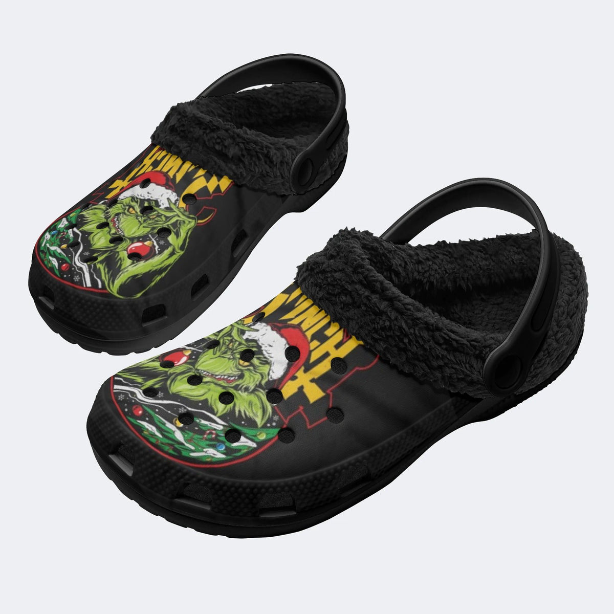 Gothmas Grinch Print - Fur Lined Slippers/Sandals