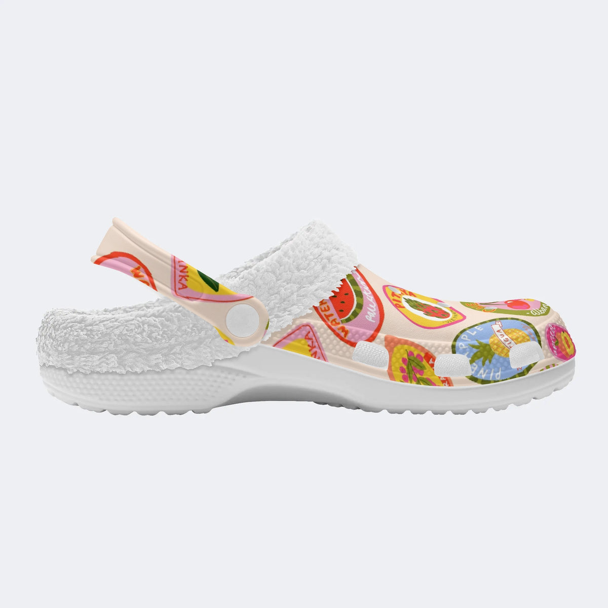 Fruit Fun Print - Fur Lined Slippers/Sandals