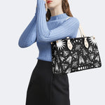 Vintage Dark Moth Print - Leather Handbag