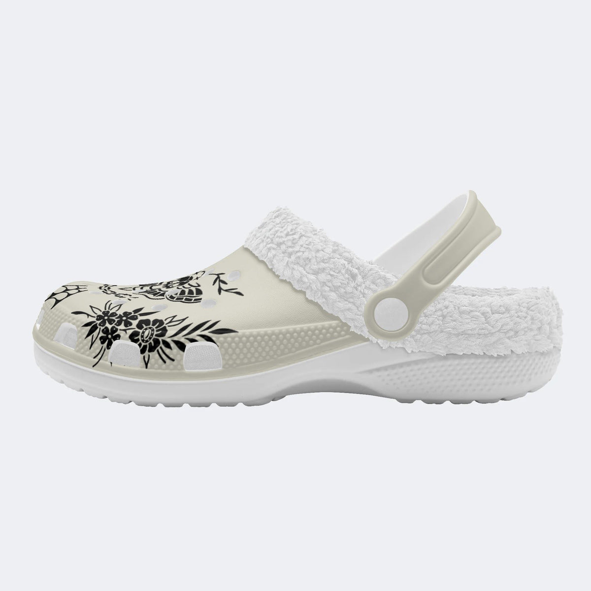 Classic Death Moth Print - Fur Lined Slippers/Sandals