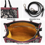 Inscribed Viper Print - Leather Handbag